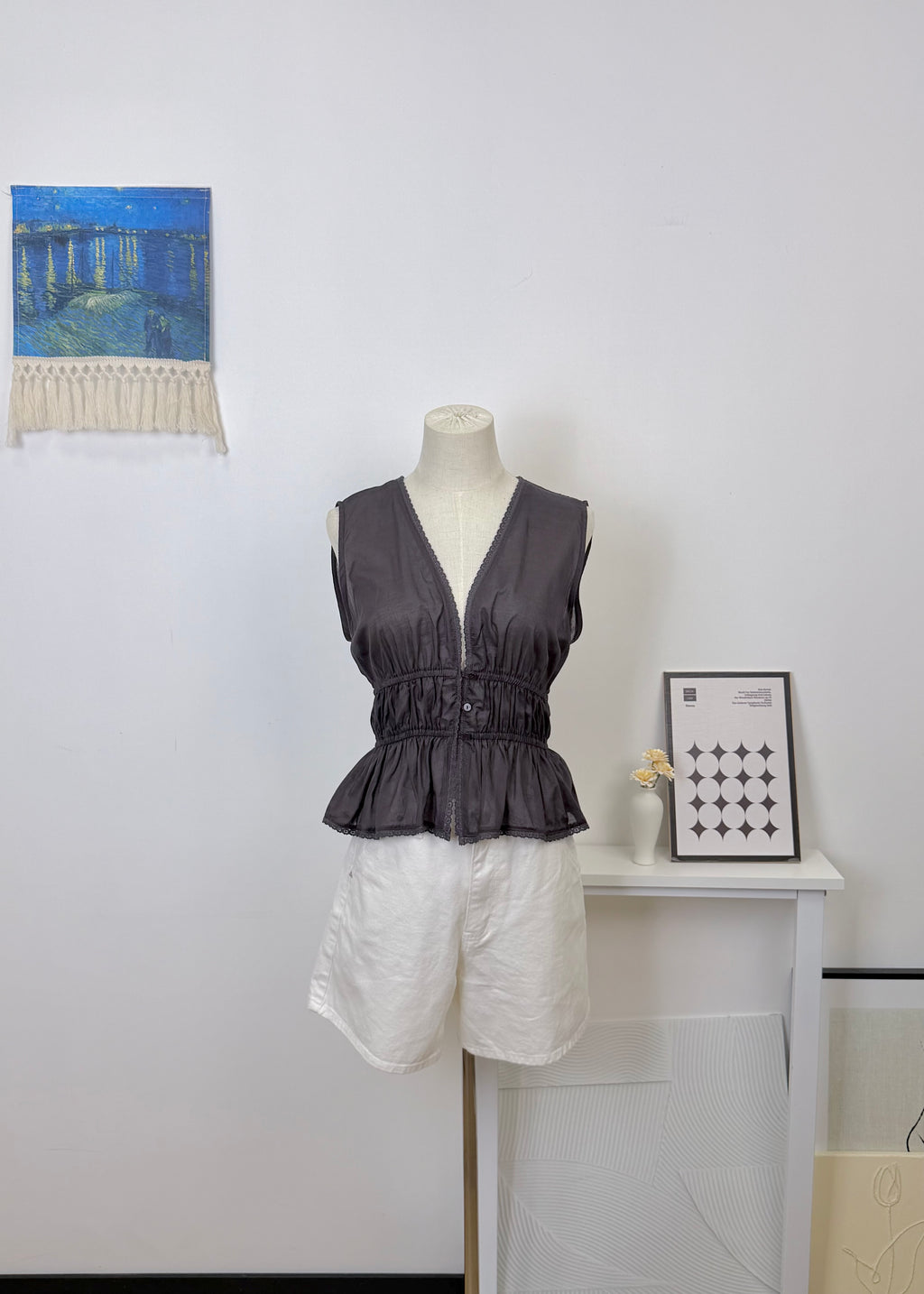 Lace Gathered Vest