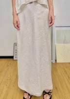 Embossed Floral Pattern Straight Slit Midi Skirt