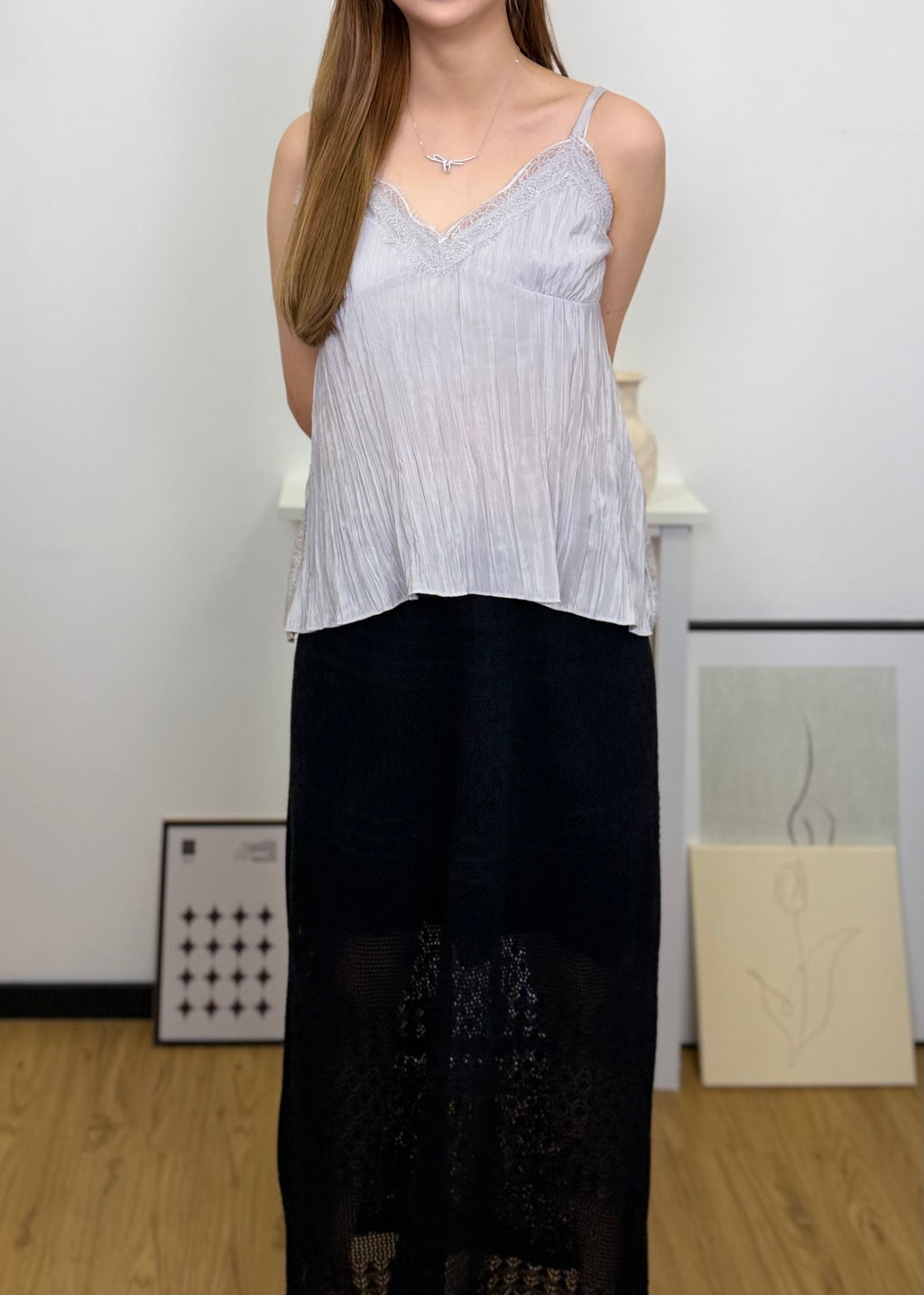 Lace Crinkle Camisole Top