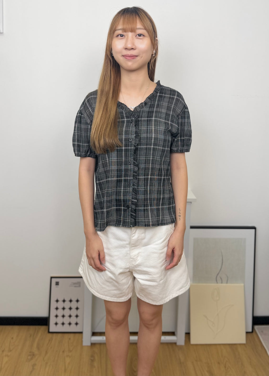 Ruffle Plaid Blouse