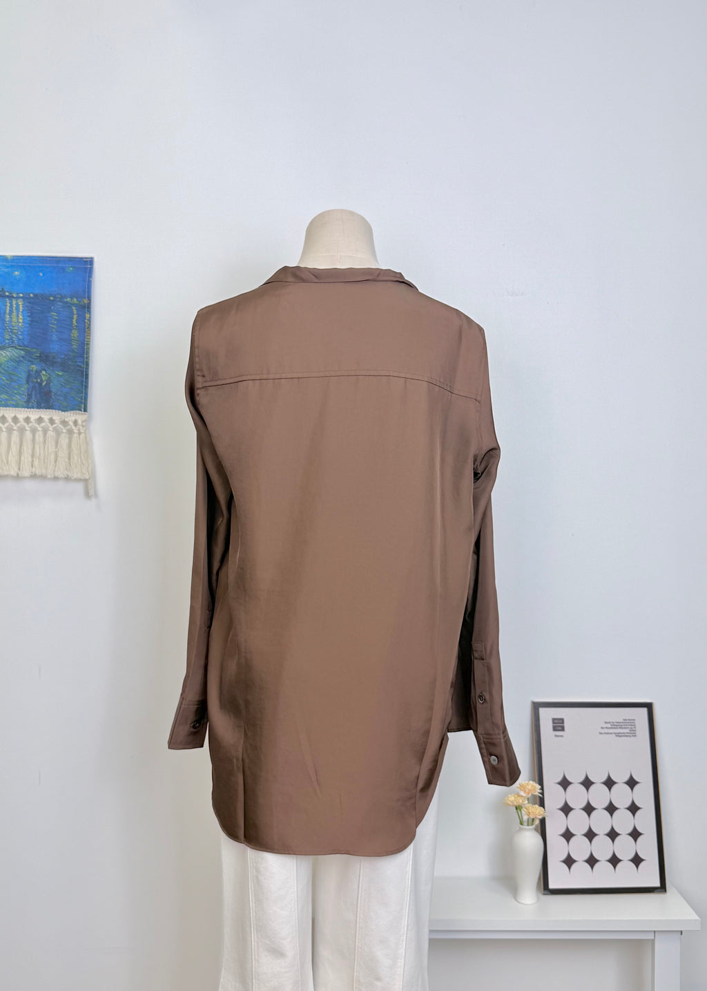 Draped Collar Long Sleeve Shirt