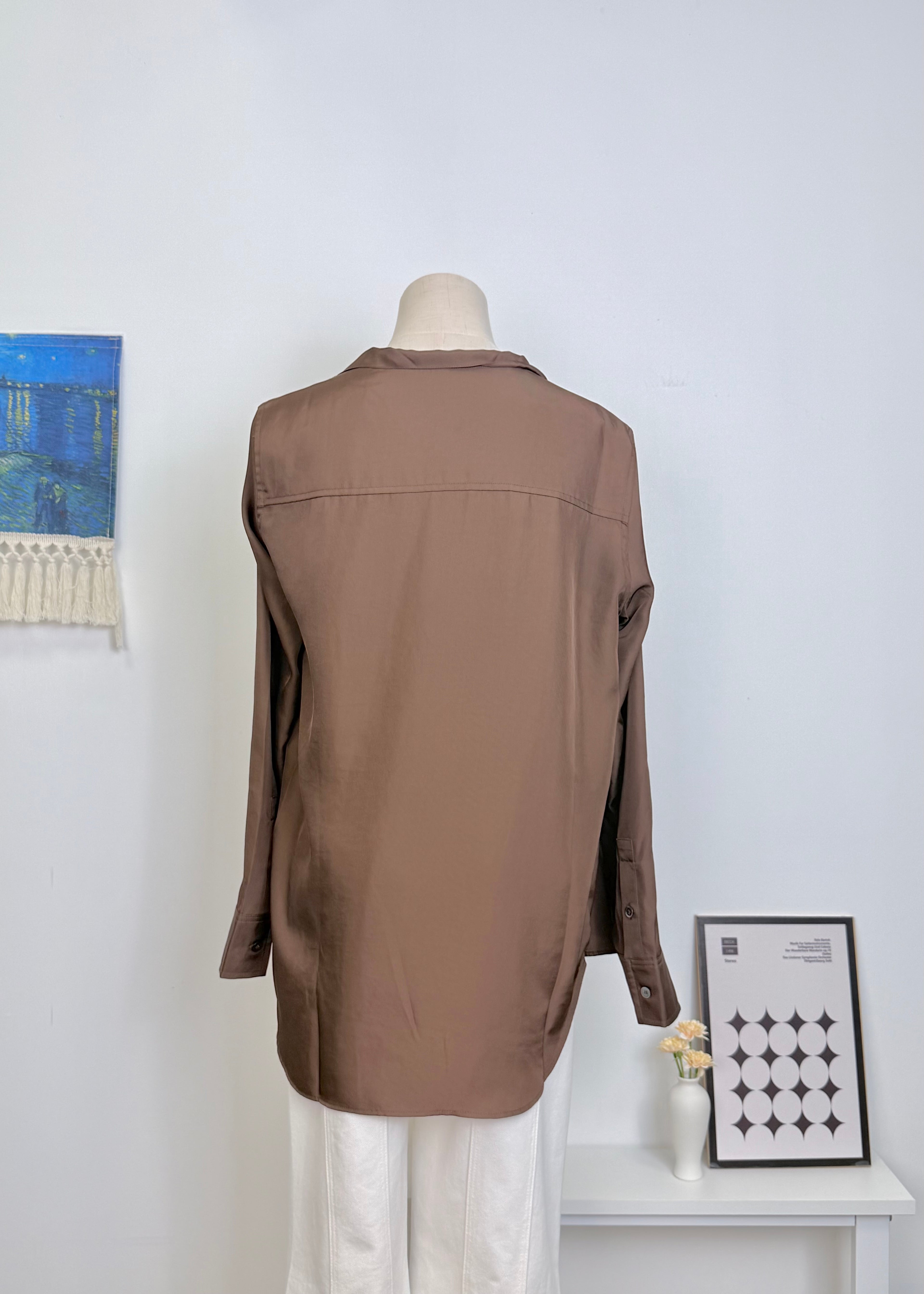 Draped Collar Long Sleeve Shirt