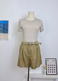 Wide Leg Linen Shorts With Woven Belt