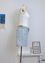 High Waist Straight Denim Shorts