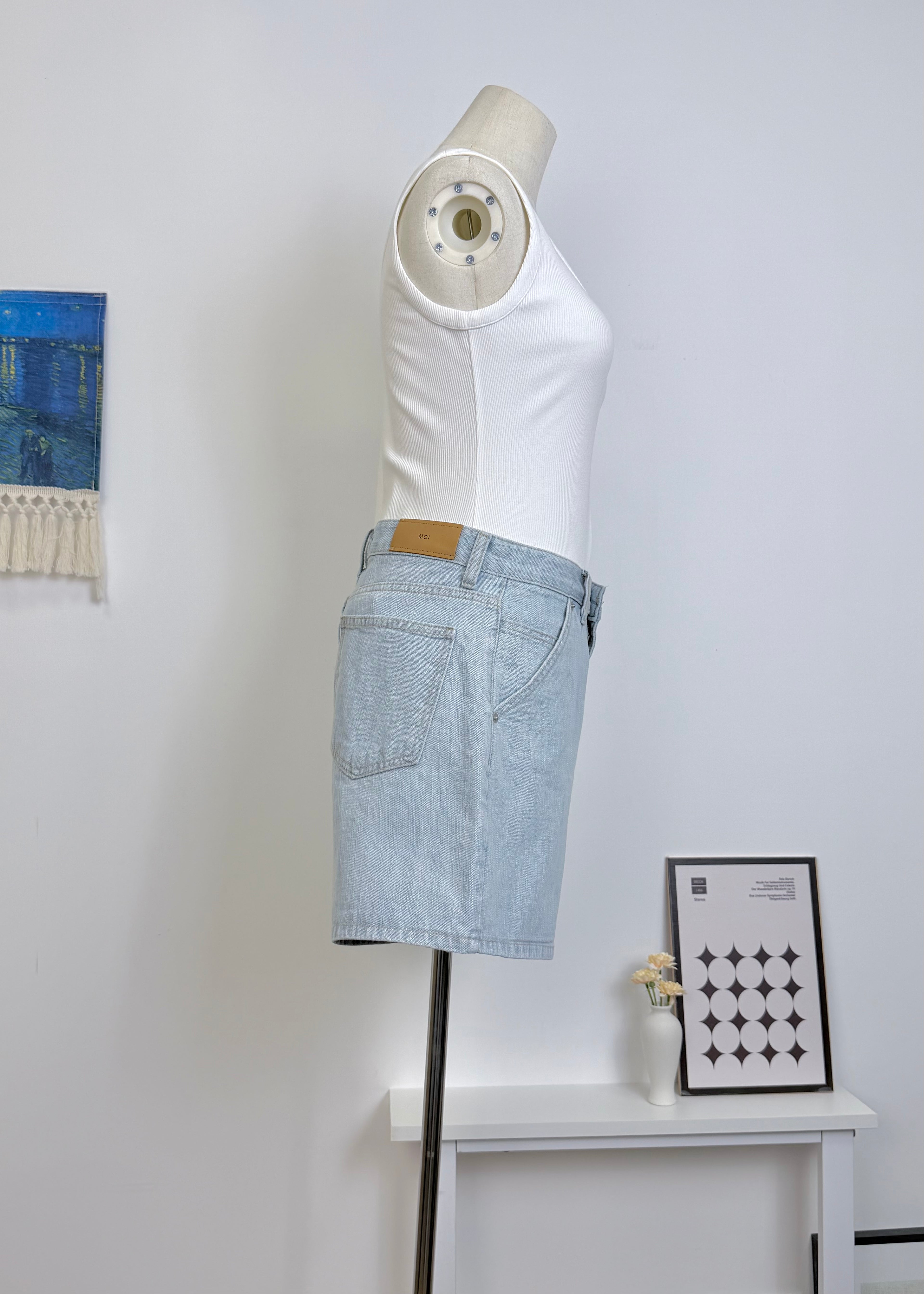 High Waist Straight Denim Shorts
