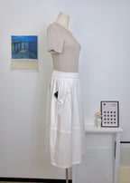 Full Elastic Waist Pocket A-Line Midi Skirt