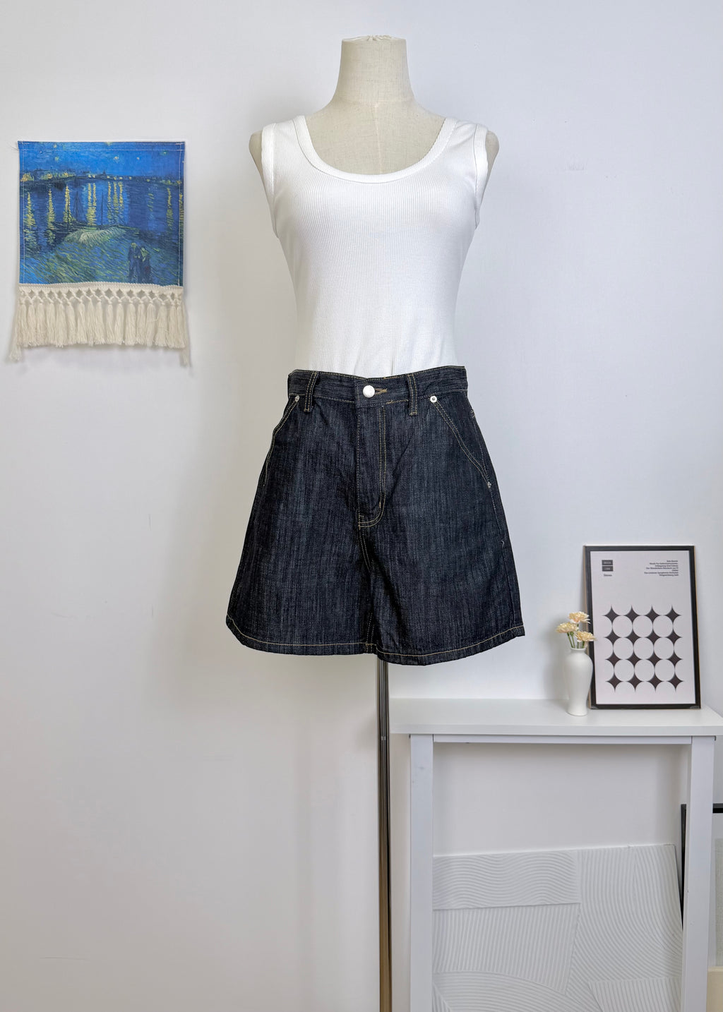 High Waist Straight Denim Shorts