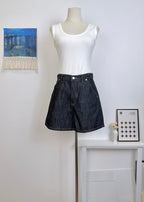 High Waist Straight Denim Shorts