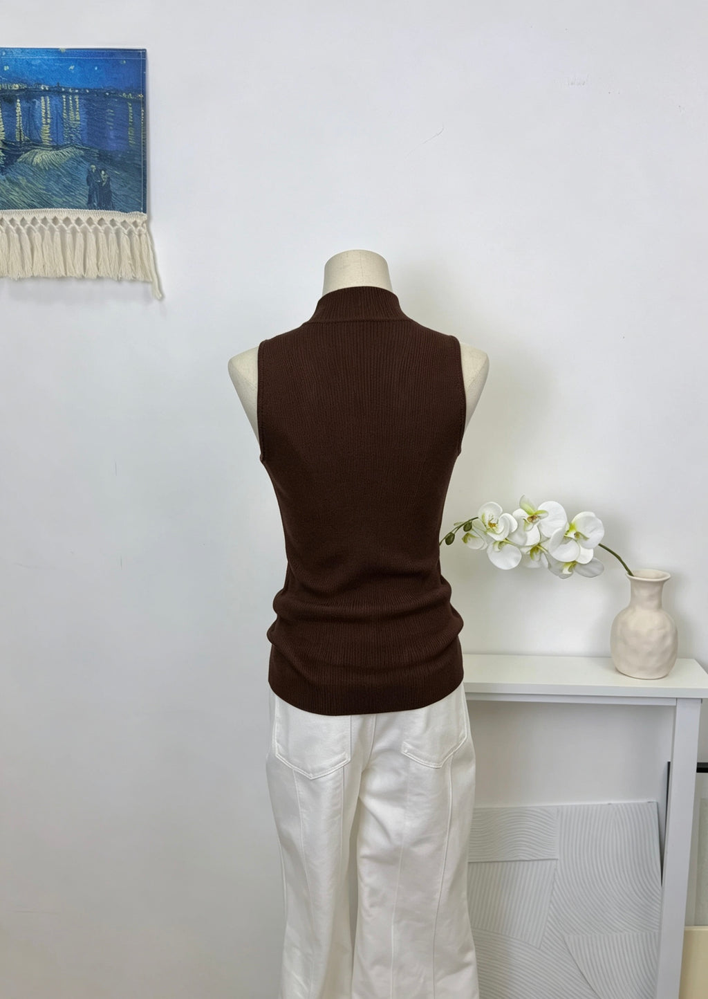 Mock Neck Rib Long Tank Top