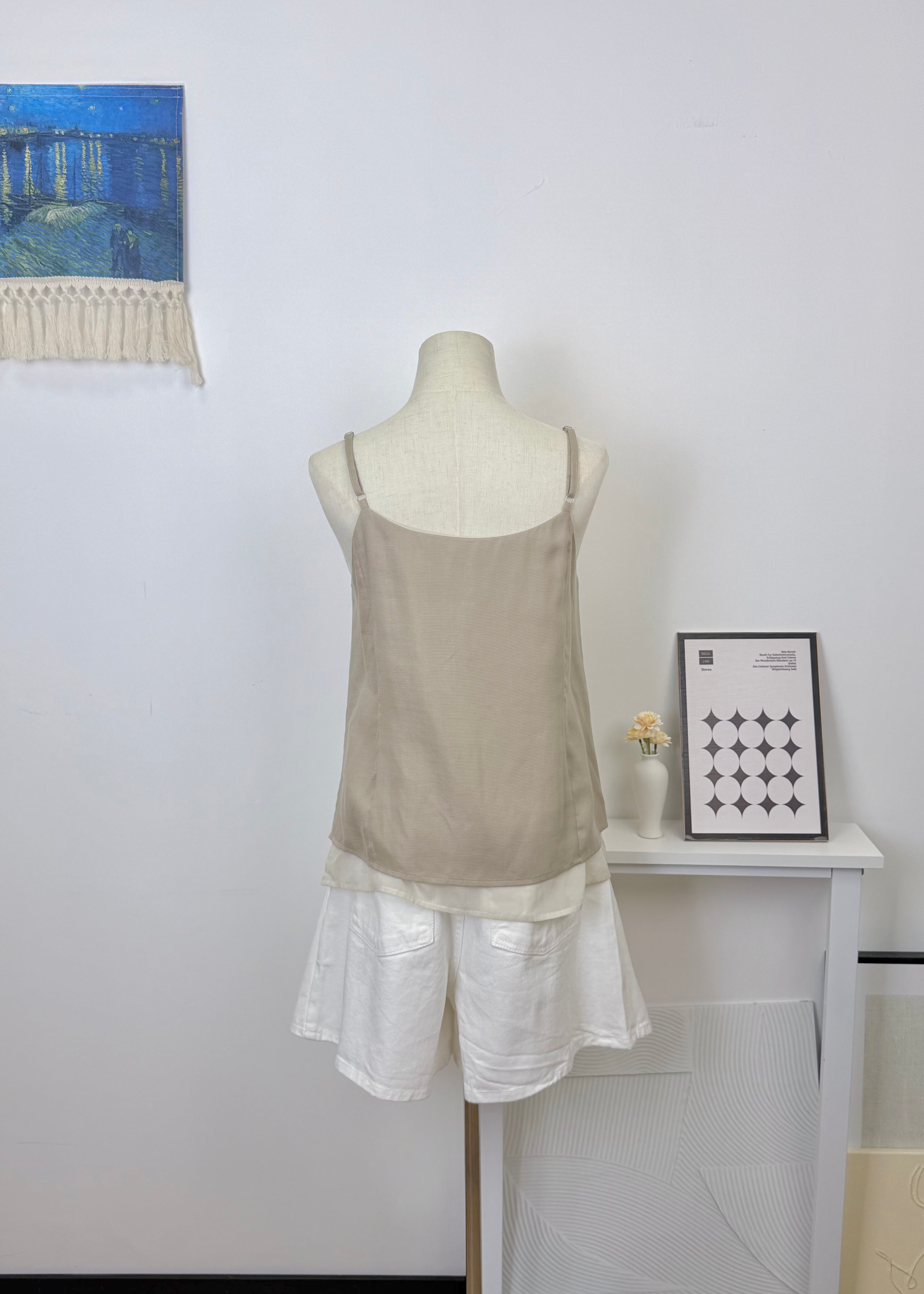 Linen Fake Two-Piece Camisole