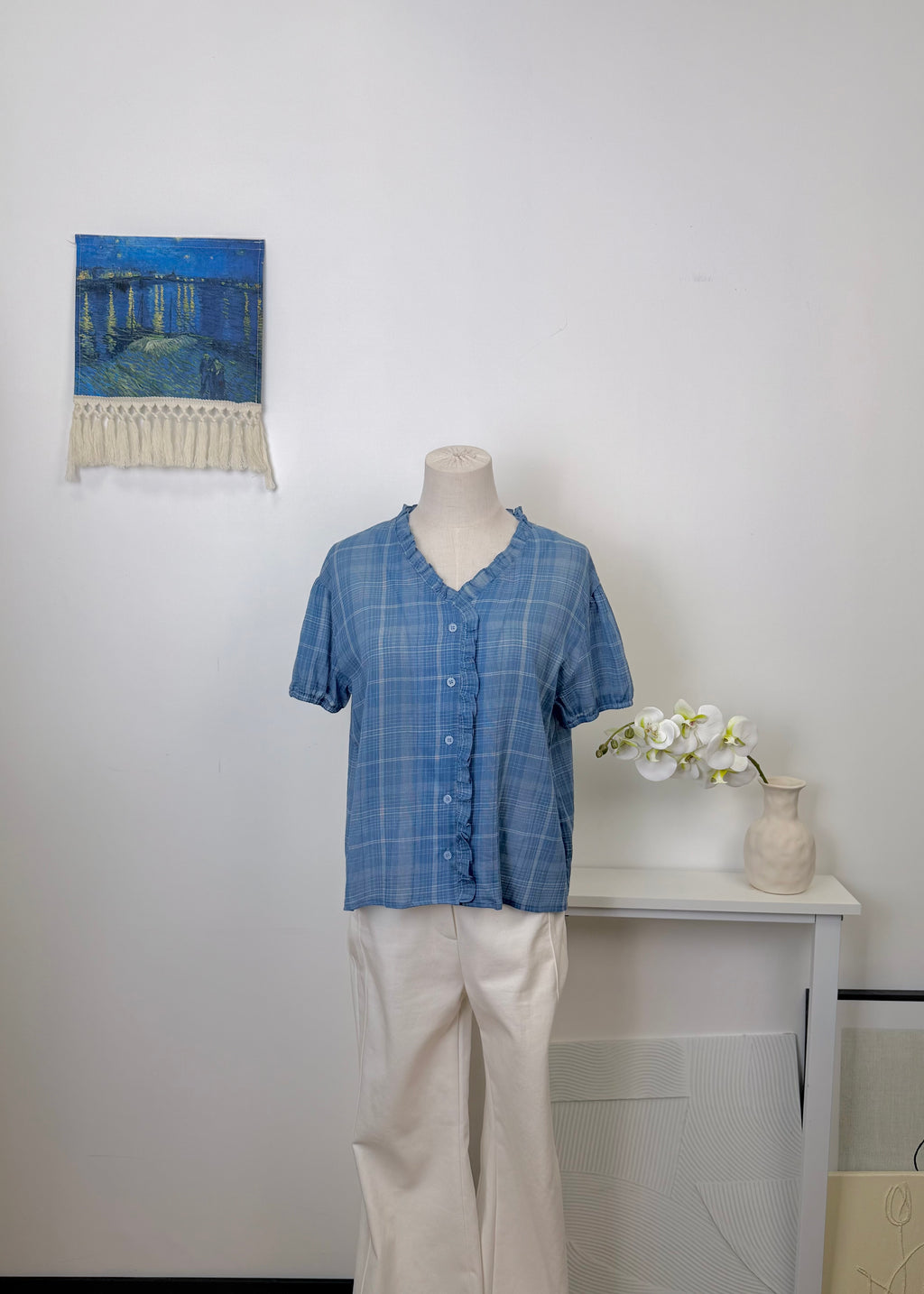 Ruffle Plaid Blouse
