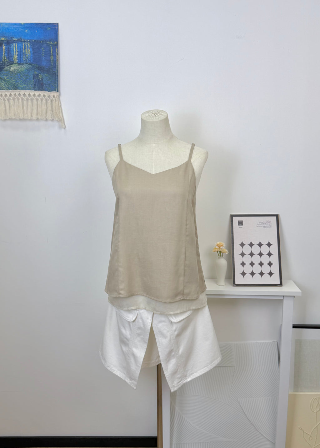 Linen Fake Two-Piece Camisole