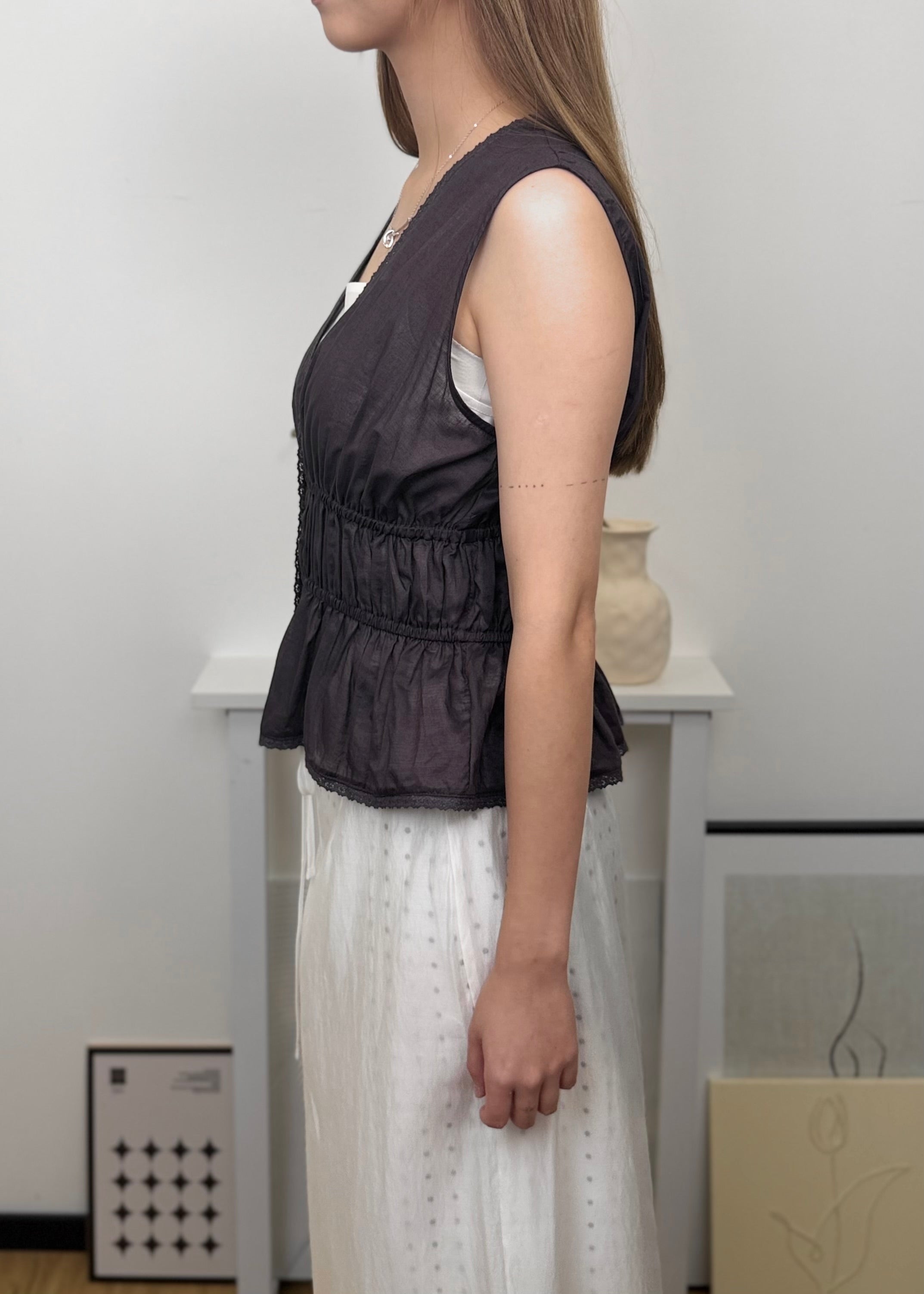 Lace Gathered Vest