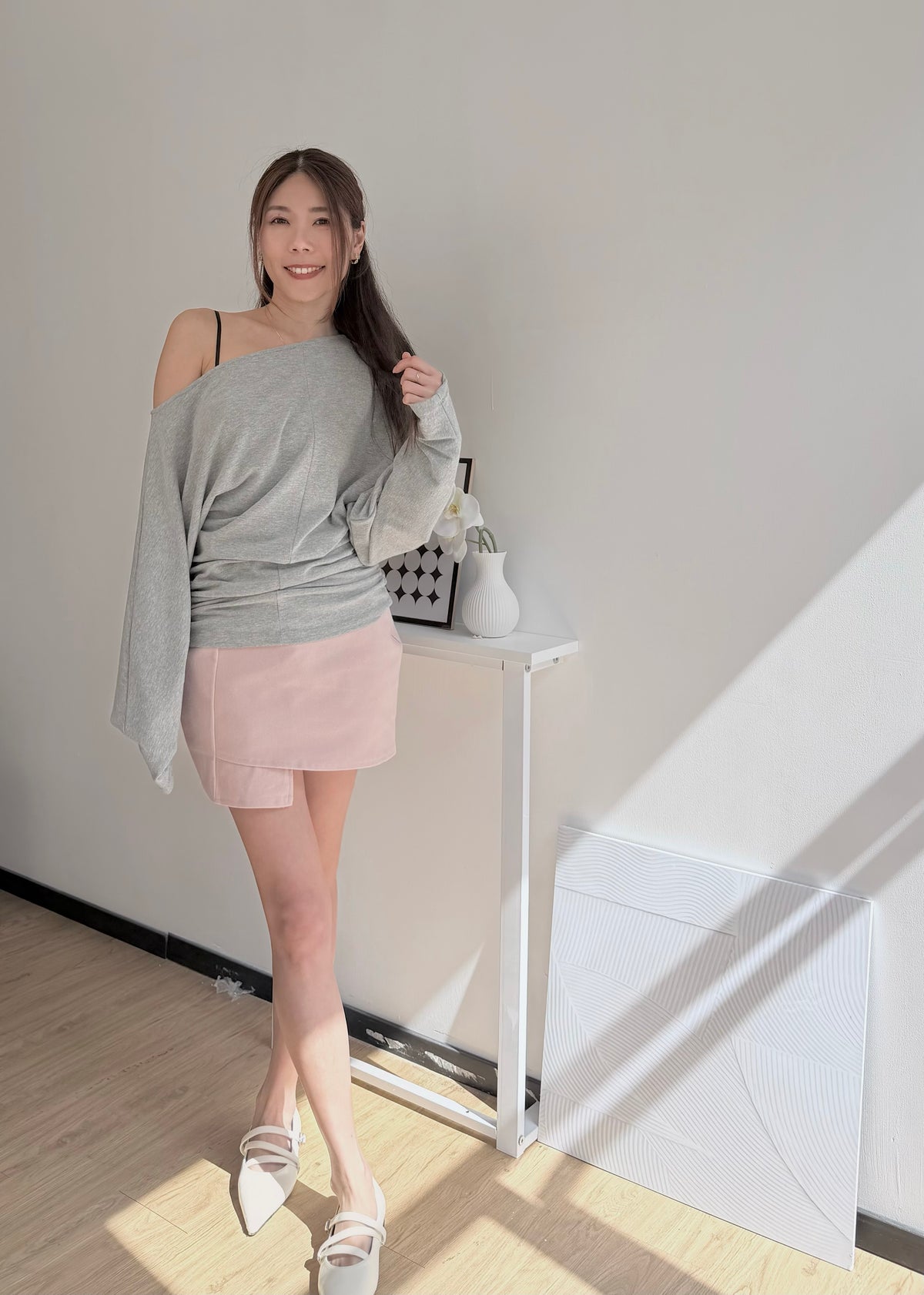 High waist Asymmetrical A-line Skirt