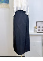 Embossed Floral Pattern Straight Slit Midi Skirt
