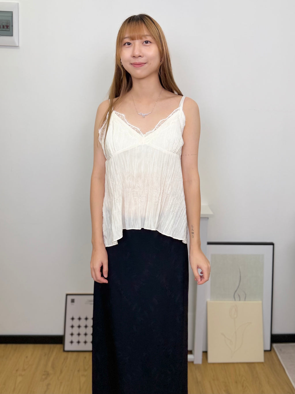 Lace Crinkle Camisole Top