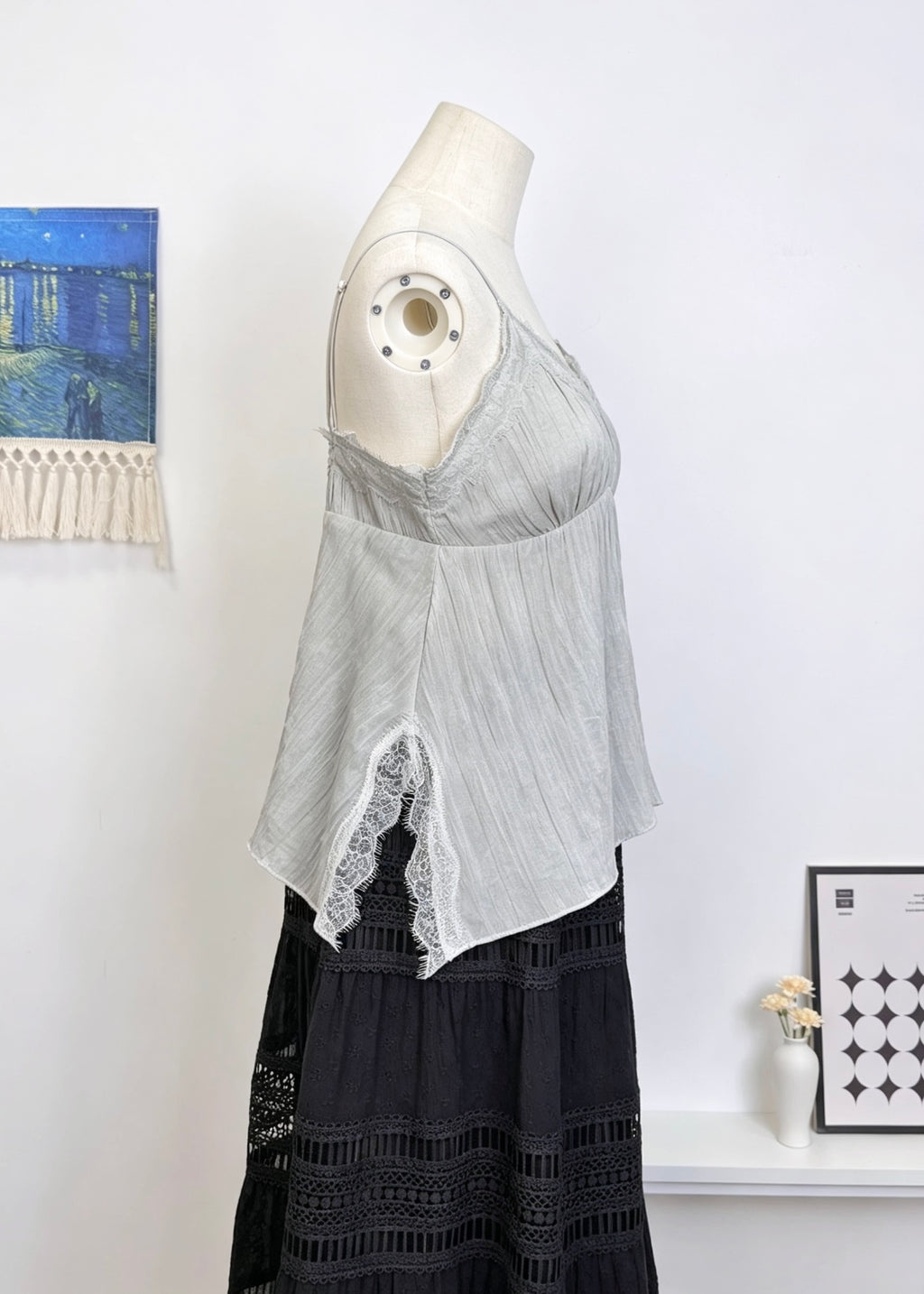 Lace Crinkle Camisole Top